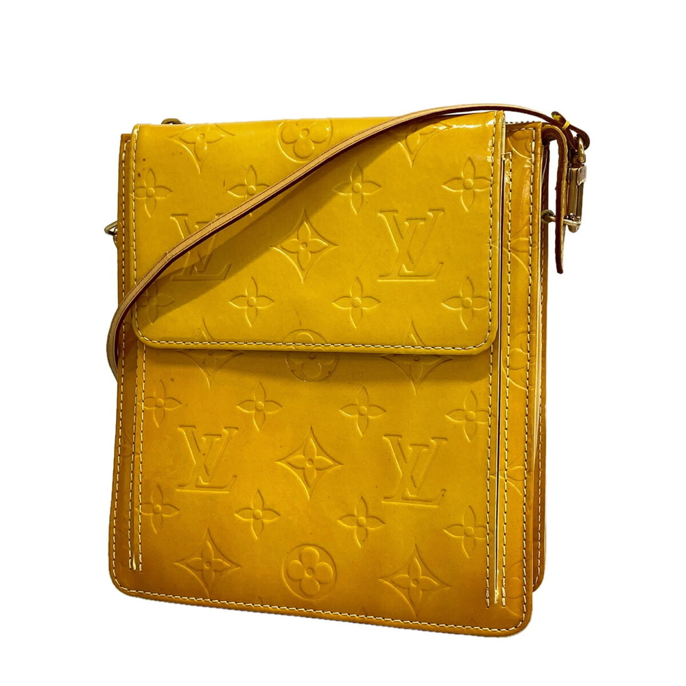 Louis Vuitton Vernis Mott Shoulder Bag M91059 Lime Yellow Women's